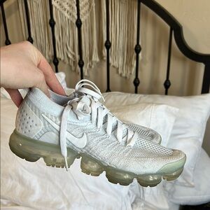 Nike White VaporMax Sneakers with Knit Material